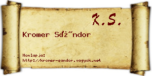 Kromer Sándor névjegykártya